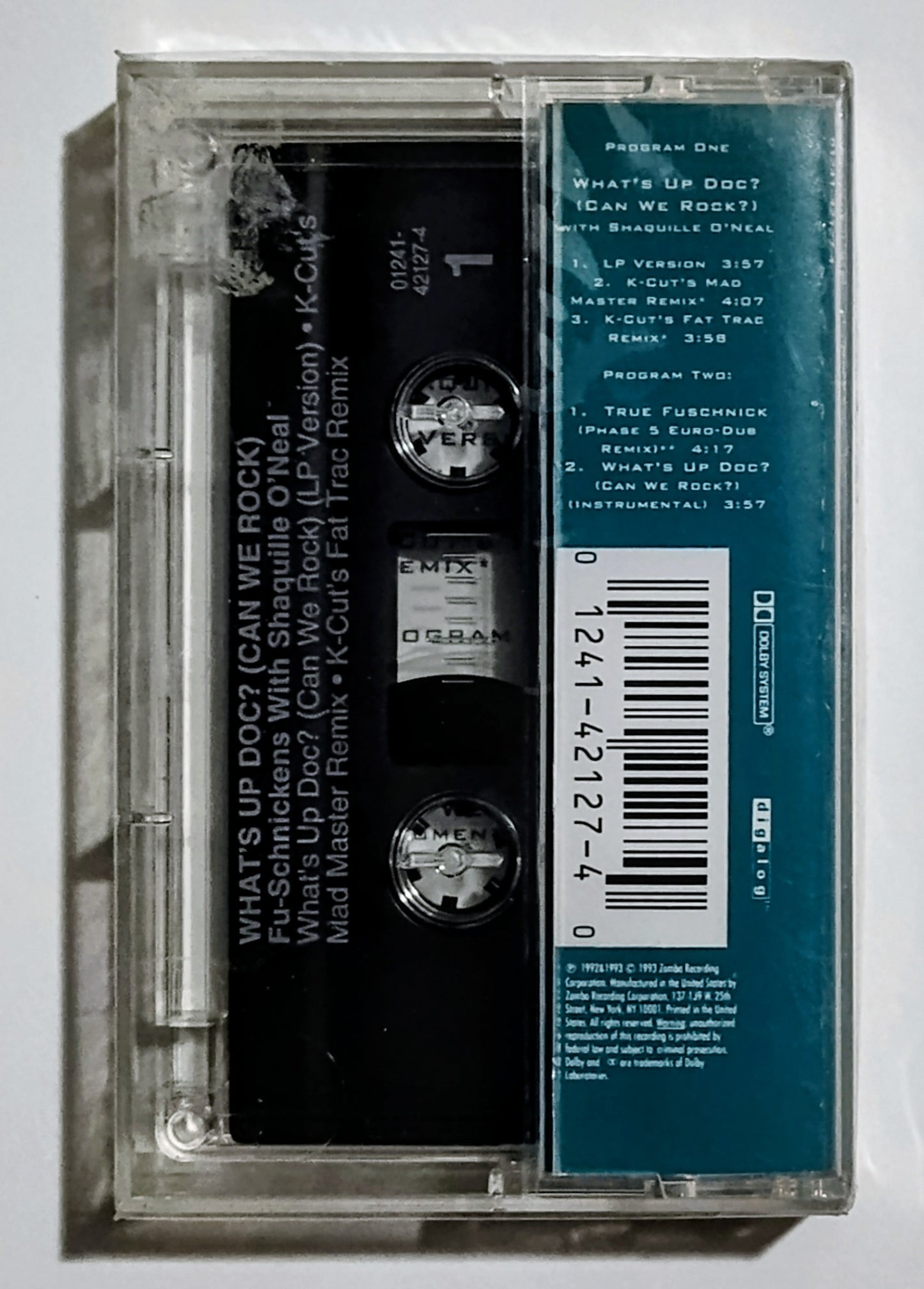 Fu-Schnickens with Shaquille O'Neal (Shaq-Fu) - "What's Up Doc? (Can We Rock?)" - CASSETTE TAPE (MAXI) NM/M (Sealed; price written on cellophane with marker; can be removed with alcohol)