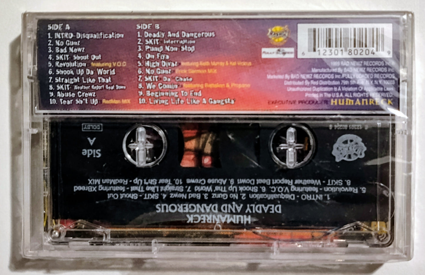 Humanreck - "Deadly And Dangerous" - CASSETTE TAPE VG+/M (Sealed; cracked cover; worn hype sticker)