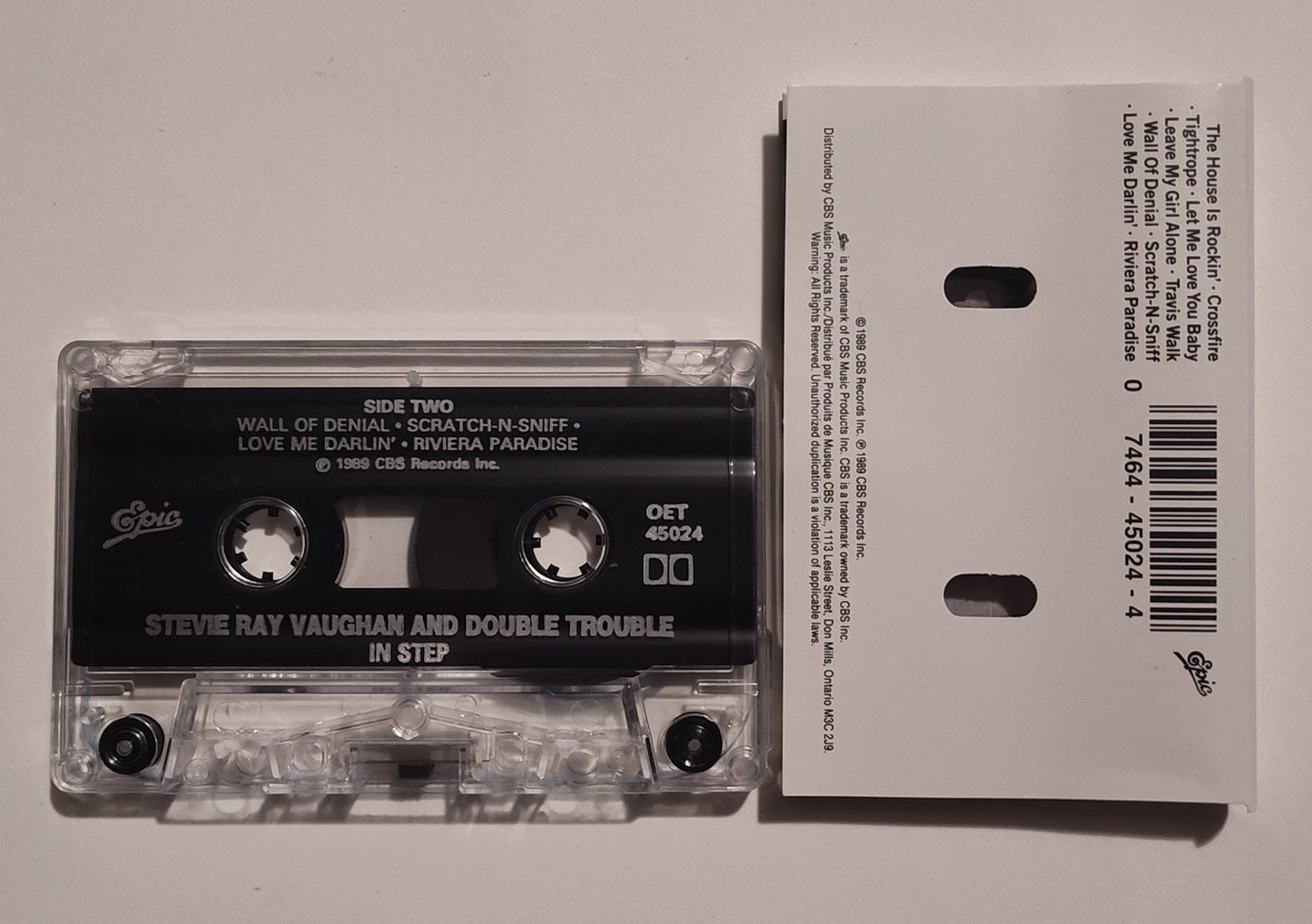Stevie Ray Vaughan And Double Trouble - "In Step" - CASSETTE TAPE (Canada; clear shell; DOLBY) VG+/VG+