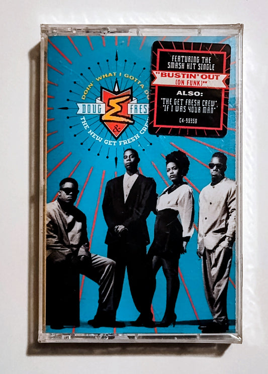 Doug E. Fresh And The New Get Fresh Crew - "Doin' What I Gotta Do" - CASSETTE TAPE NM/M (Sealed w/ hype sticker; broken seal; multiple tiny tears in cellophane)