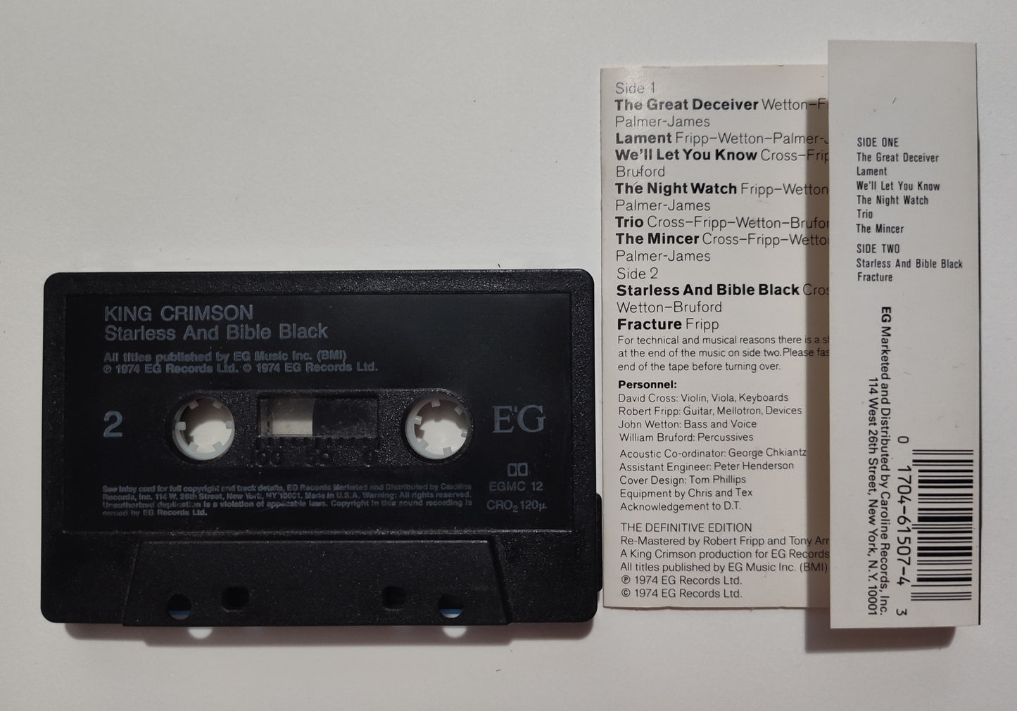 King Crimson - "Starless And Bible Black" - CASSETTE TAPE (Black shell; Chrome; DOLBY Stereo) VG+/VG+