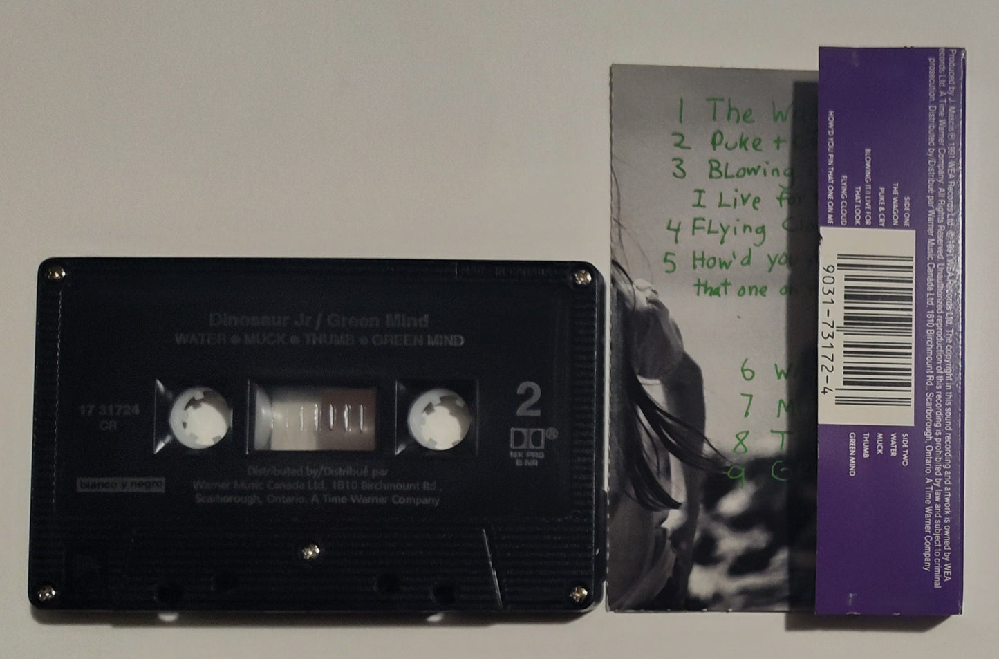 Dinosaur Jr. - "Green Mind" - CASSETTE TAPE (Canada; black shell; DOLBY HX PRO B NR) VG+/VG+