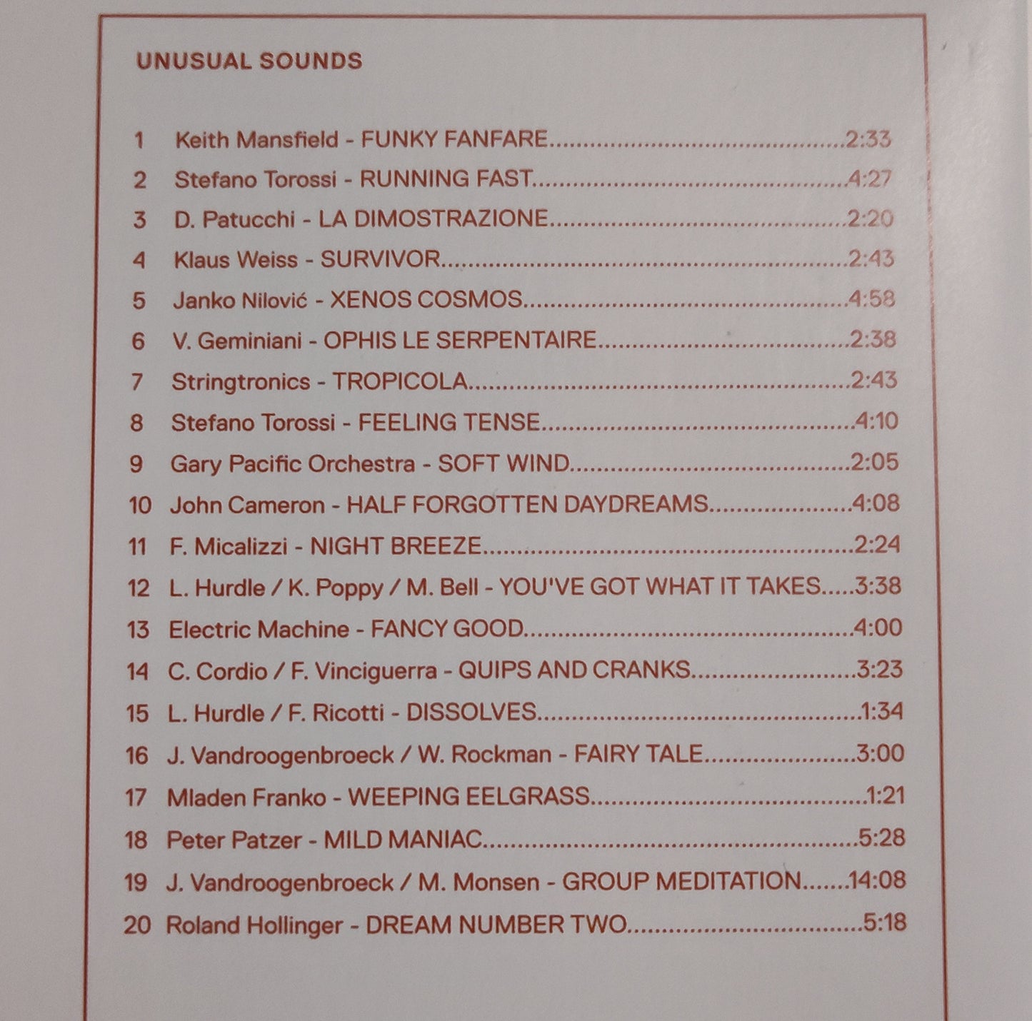 Various Artists - "Unusual Sounds (Library Music Compilation) - INDIE COMPACT DISC NM/NM