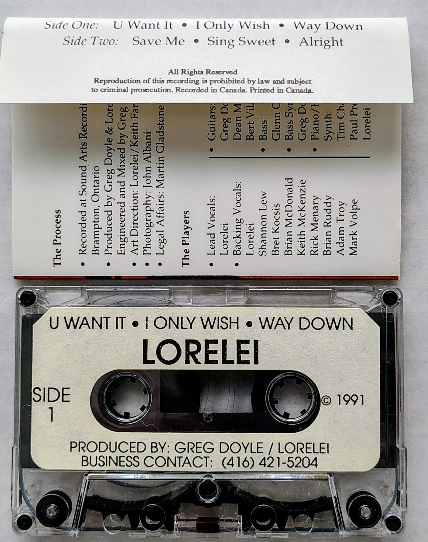 Lorelei - "Sing Sweet (Promo)" - CASSETTE TAPE NM/NM