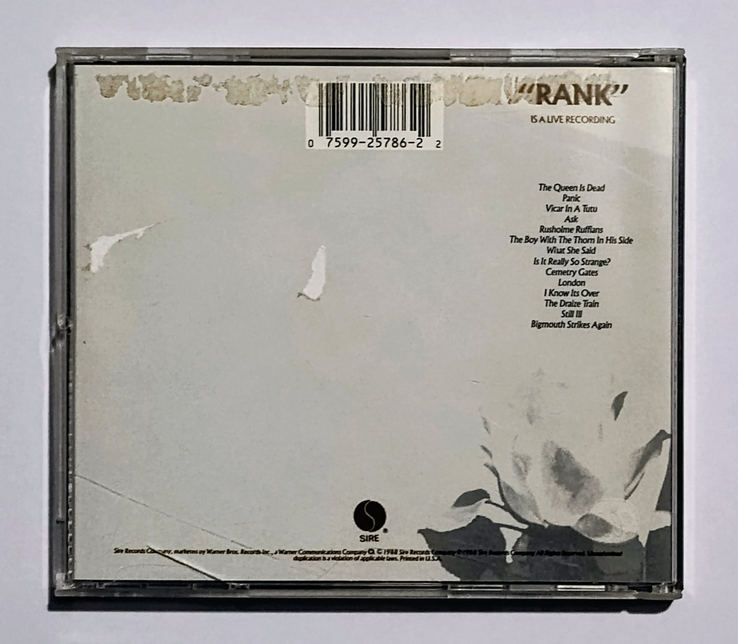 Smiths, The - "Rank (Live)" - COMPACT DISC VG/VG