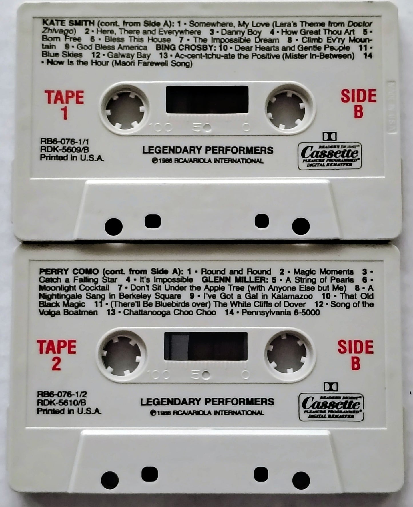 Various Artists - "Legendary Performers" - CASSETTE TAPE (2x) VG+/VG+