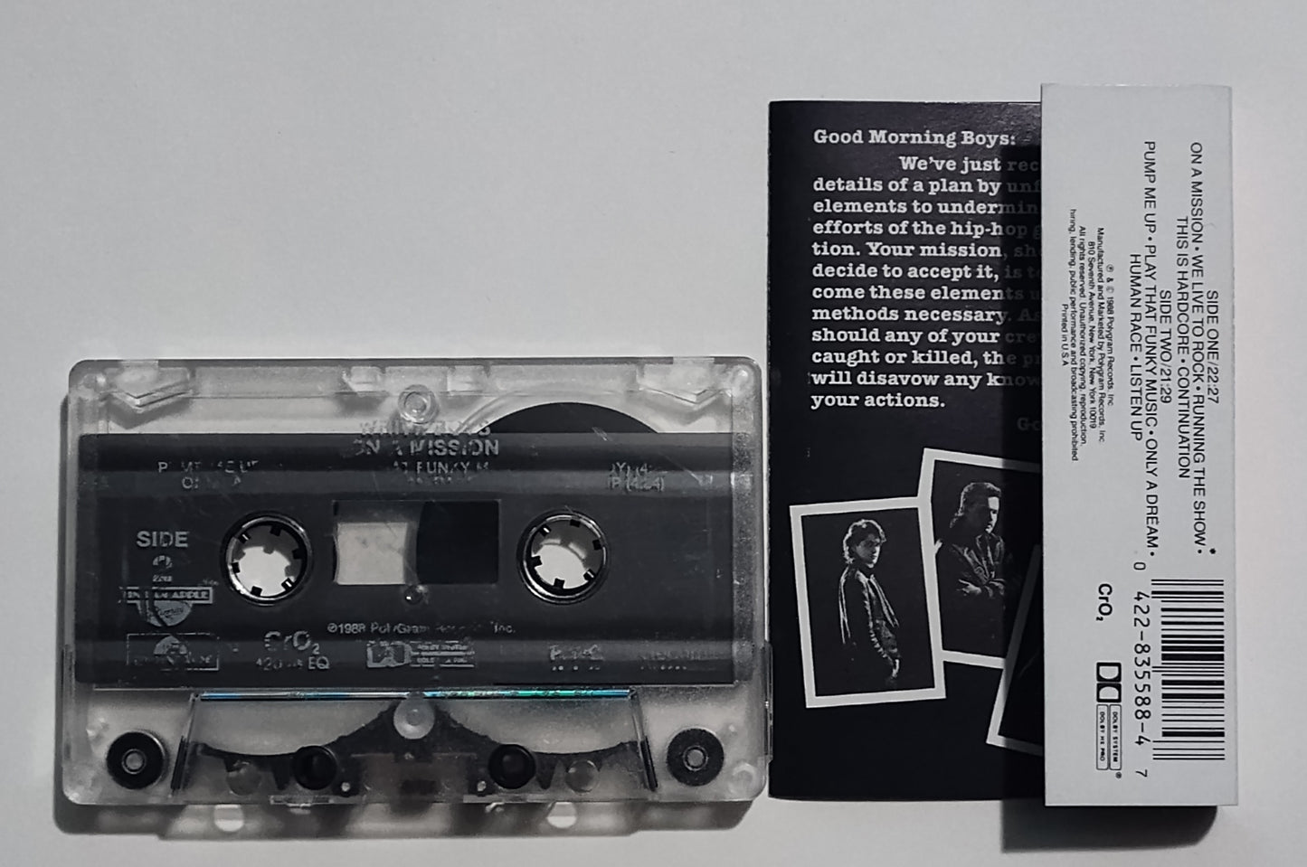 White Boys - "...On A Mission" - CASSETTE TAPE (DOLBY HX PRO) VG+/G+