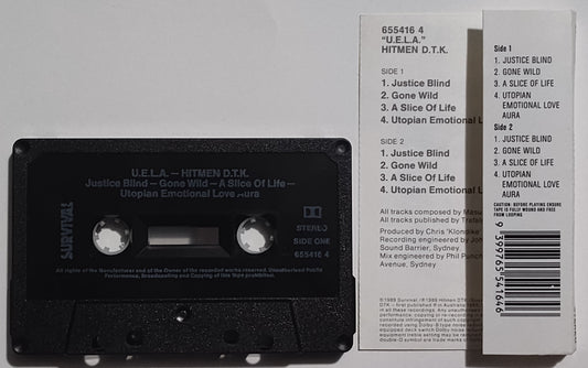 Hitmen D.T.K. - "U.E.L.A." - CASSETTE TAPE (Australia; black shell; DOLBY Stereo) NM/VG+