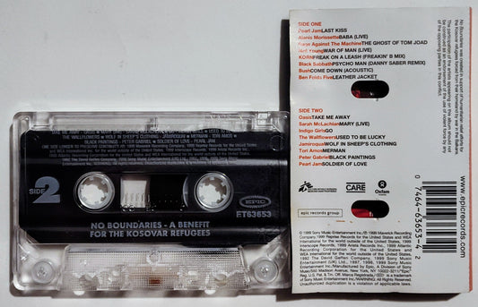 Various Artists - "No Boundaries" Benefit Compilation - CASSETTE TAPE VG/VG+ *⭐*