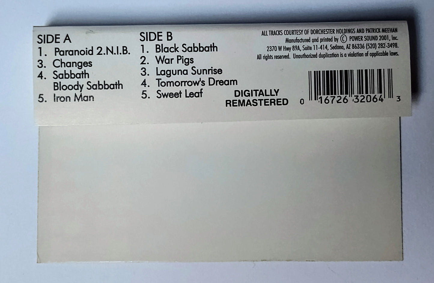 Black Sabbath - "Greatest Hits (Digitally Remastered)" - CASSETTE TAPE NM/NM