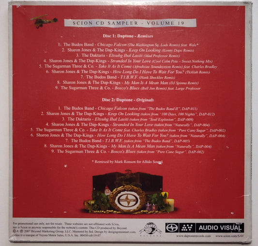 Various Artists - "Daptone Records Remixed: Scion CD Sampler Volume 19" - INDIE COMPACT DISC (Disc 1 Only) G+/G+
