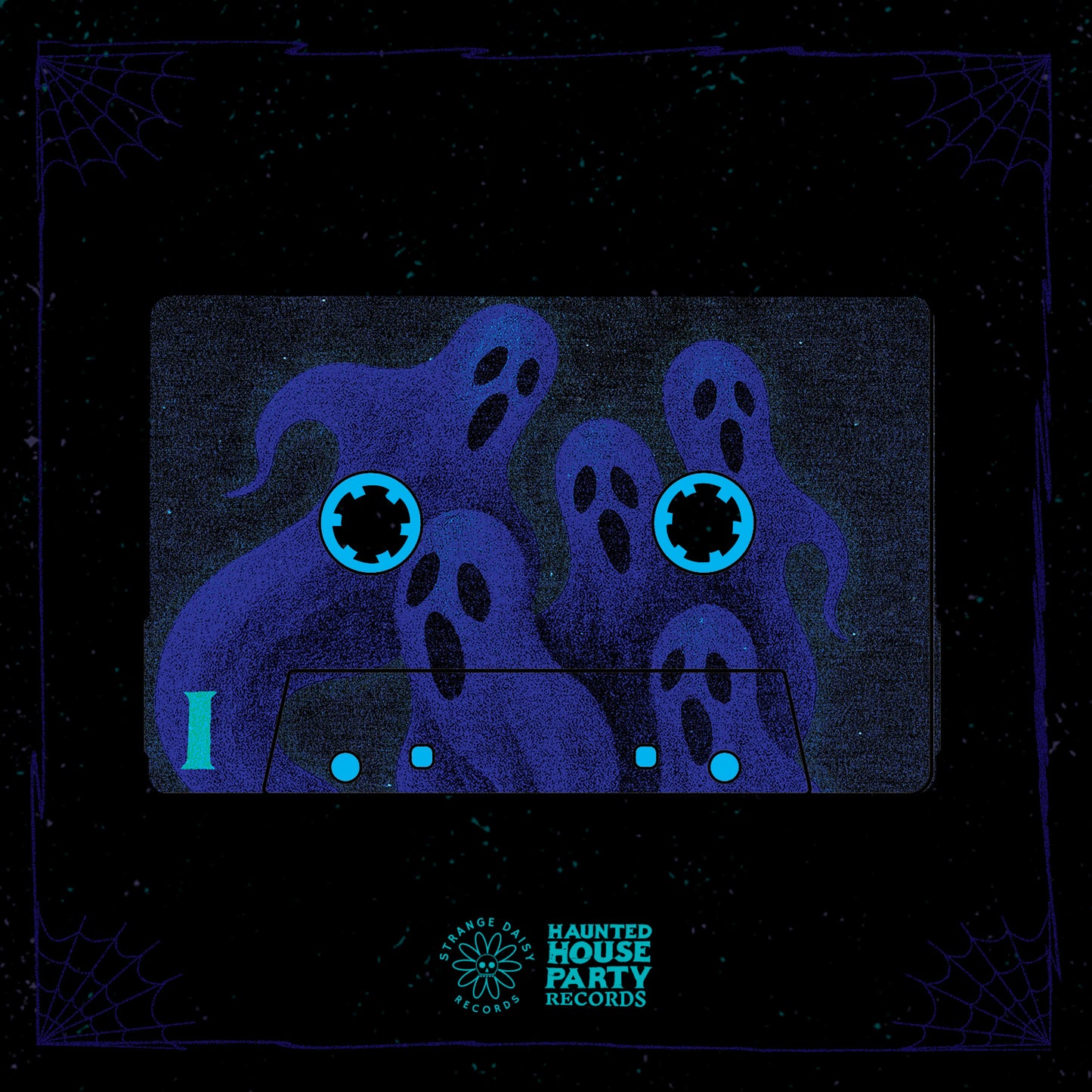 Haunted House Party - "Late Night Frights (2025)" - INDIE CASSETTE TAPE (Strange Daisy Records' annual Halloween Hip Hop instrumental mix; Cassette Week 2025) M/M (Sealed in slipcase; Glows in blacklight, revealing spooky art!!!)