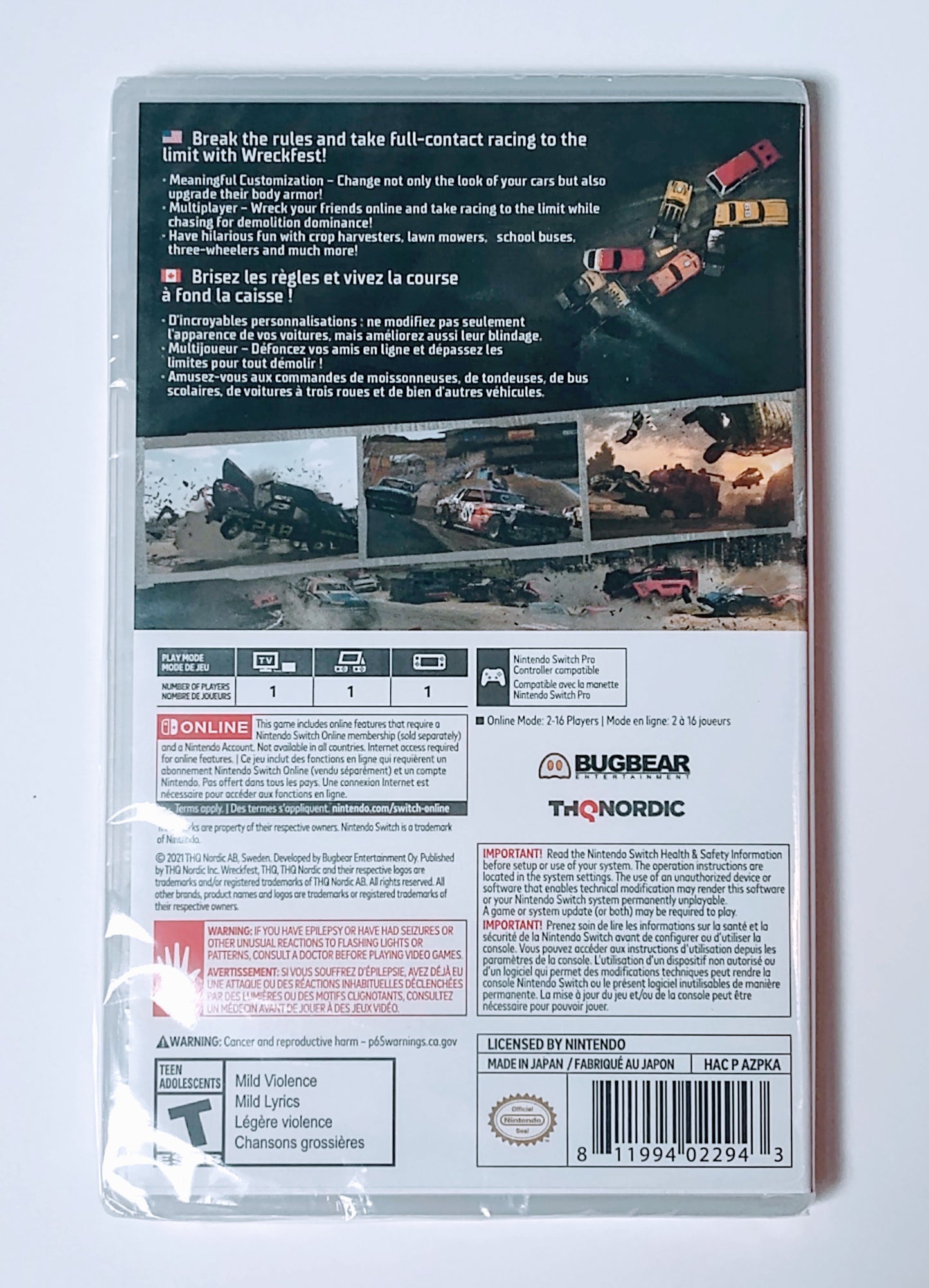 Wreckfest - NINTENDO SWITCH GAME Mint/sealed