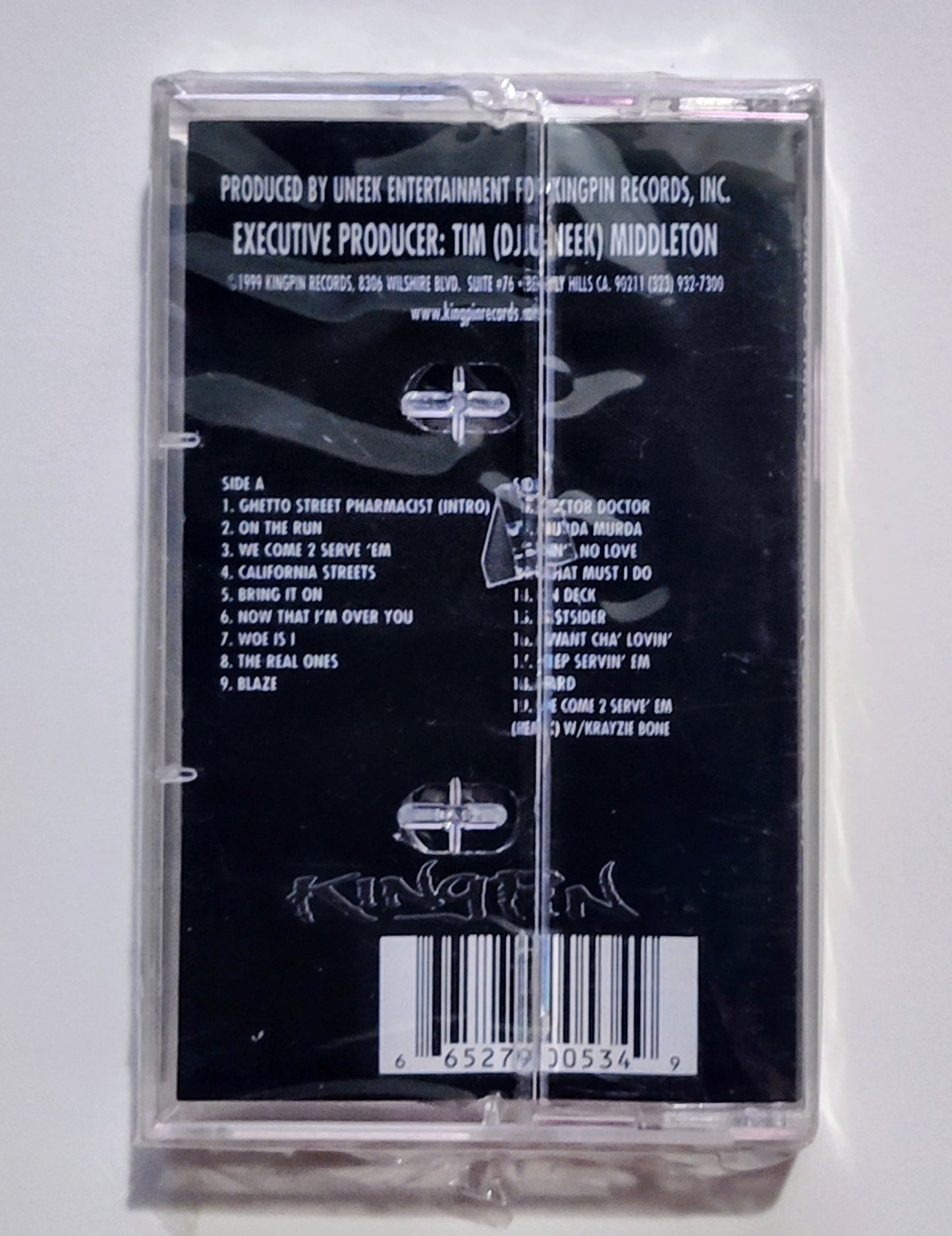 D J. U-Neek - "Ghetto Street Pharmacist" - CASSETTE TAPE VG+/M (Sealed; broken seal; cracked case)
