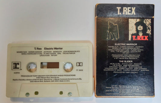 T. Rex - "Electric Warrior/ The Slider (2 on 1)" - CASSETTE TAPE (Cigarette Box Flip Top Case; DOLBY) G+/VG+