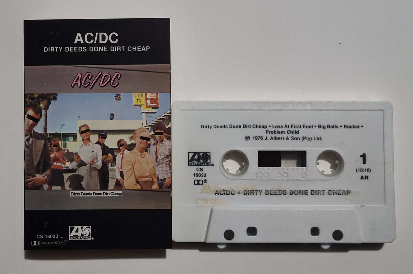 AC/DC - "Dirty Deeds Done Dirt Cheap" - CASSETTE TAPE (AR; DOLBY) VG/VG* (*see notes/photos)