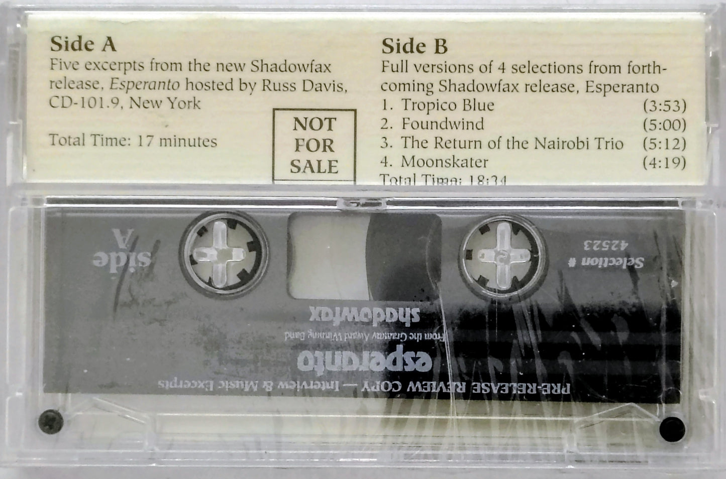 Shadowfax - "Esperanto" - CASSETTE TAPE NM/M