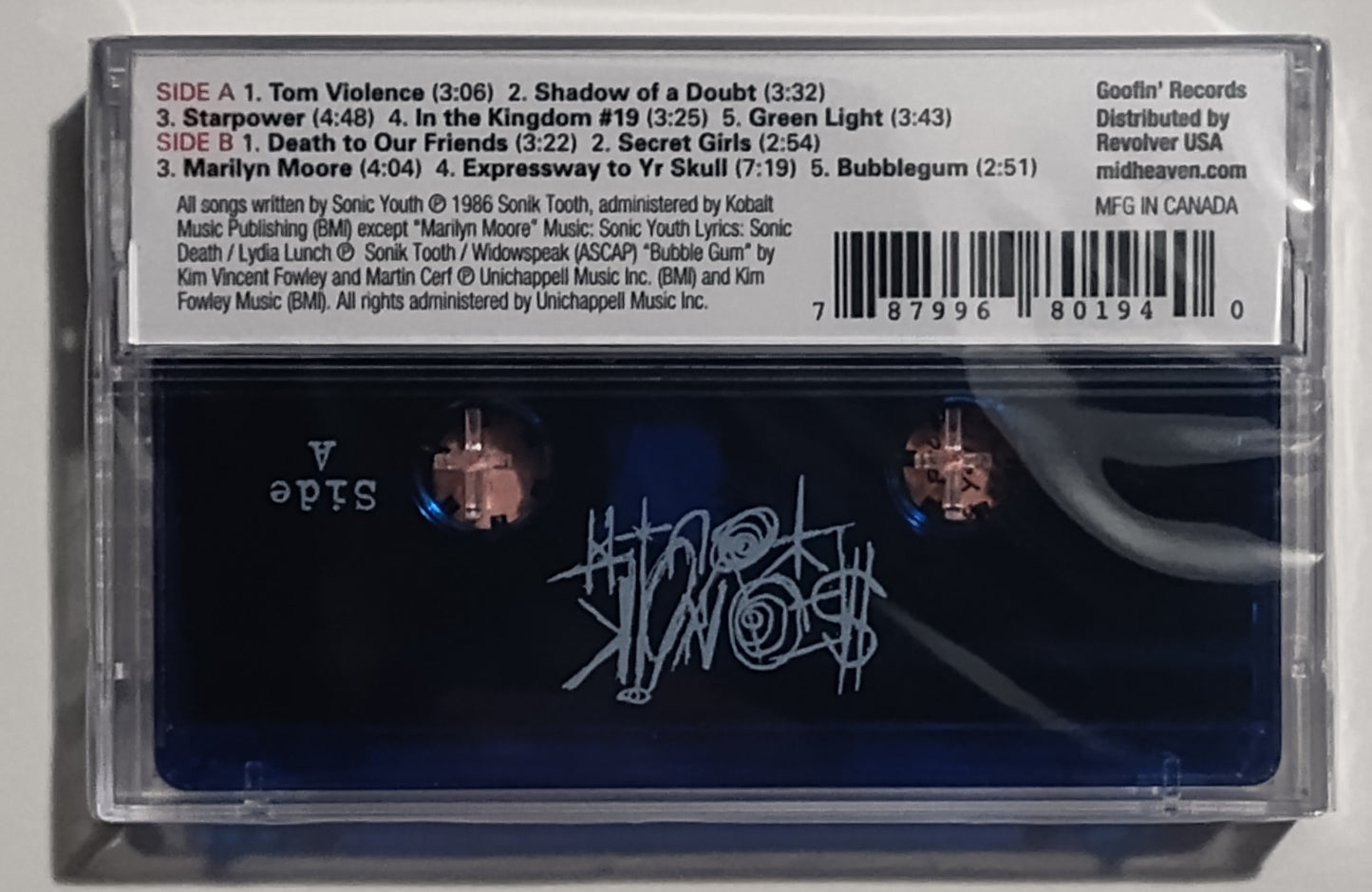 Sonic Youth - "Evol (Reissue)" - INDIE CASSETTE TAPE (Translucent blue shell) M/M (Sealed)