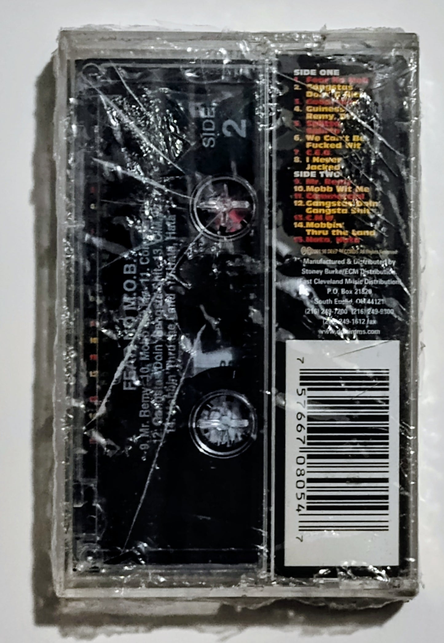 Fear No M.O.B. - "Gangstas Doin' Gangsta S#@t!" - CASSETTE TAPE VG/M (Sealed; loose/wavy cellophane; cracked back of case)