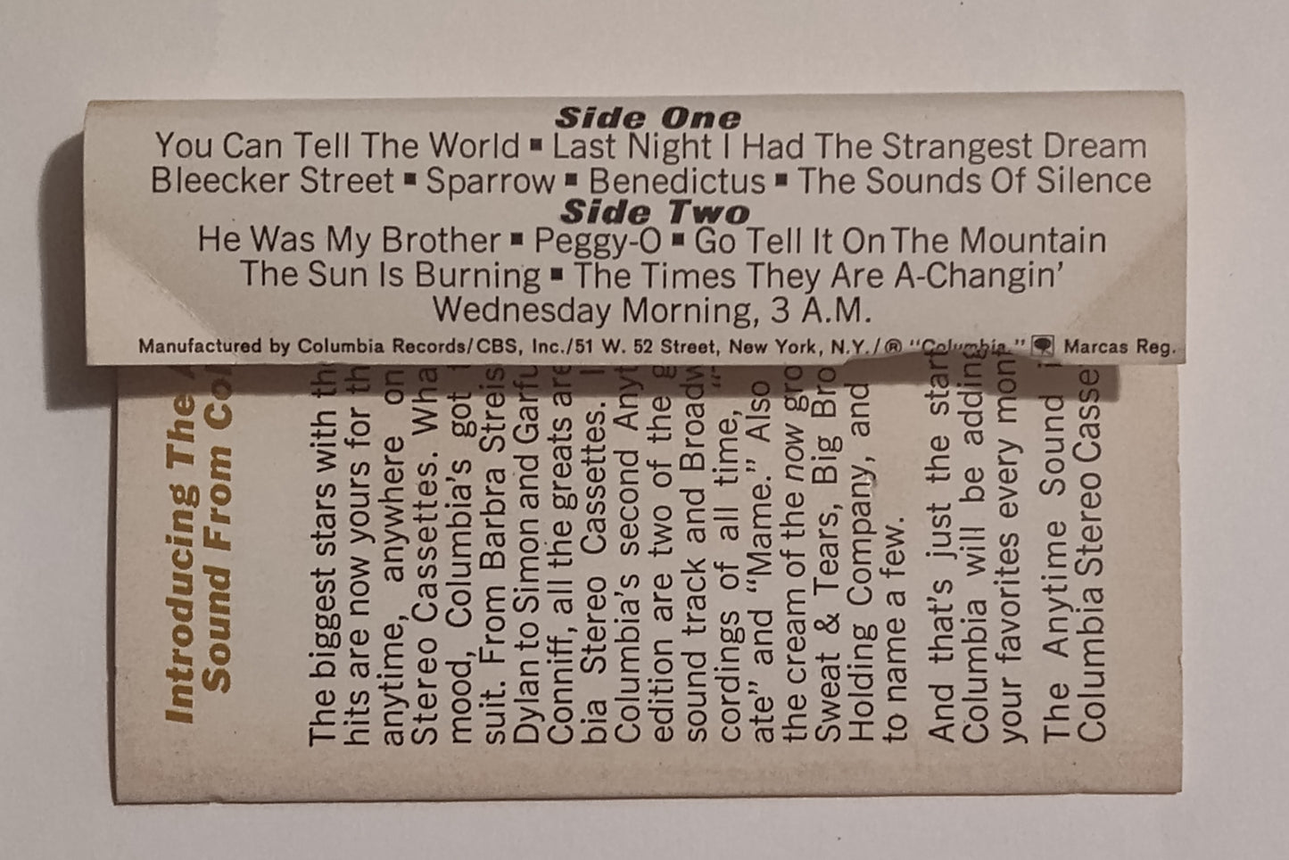 Simon & Garfunkel - "Wednesday Morning.3AM" - CASSETTE TAPE (Stereo) VG/VG+