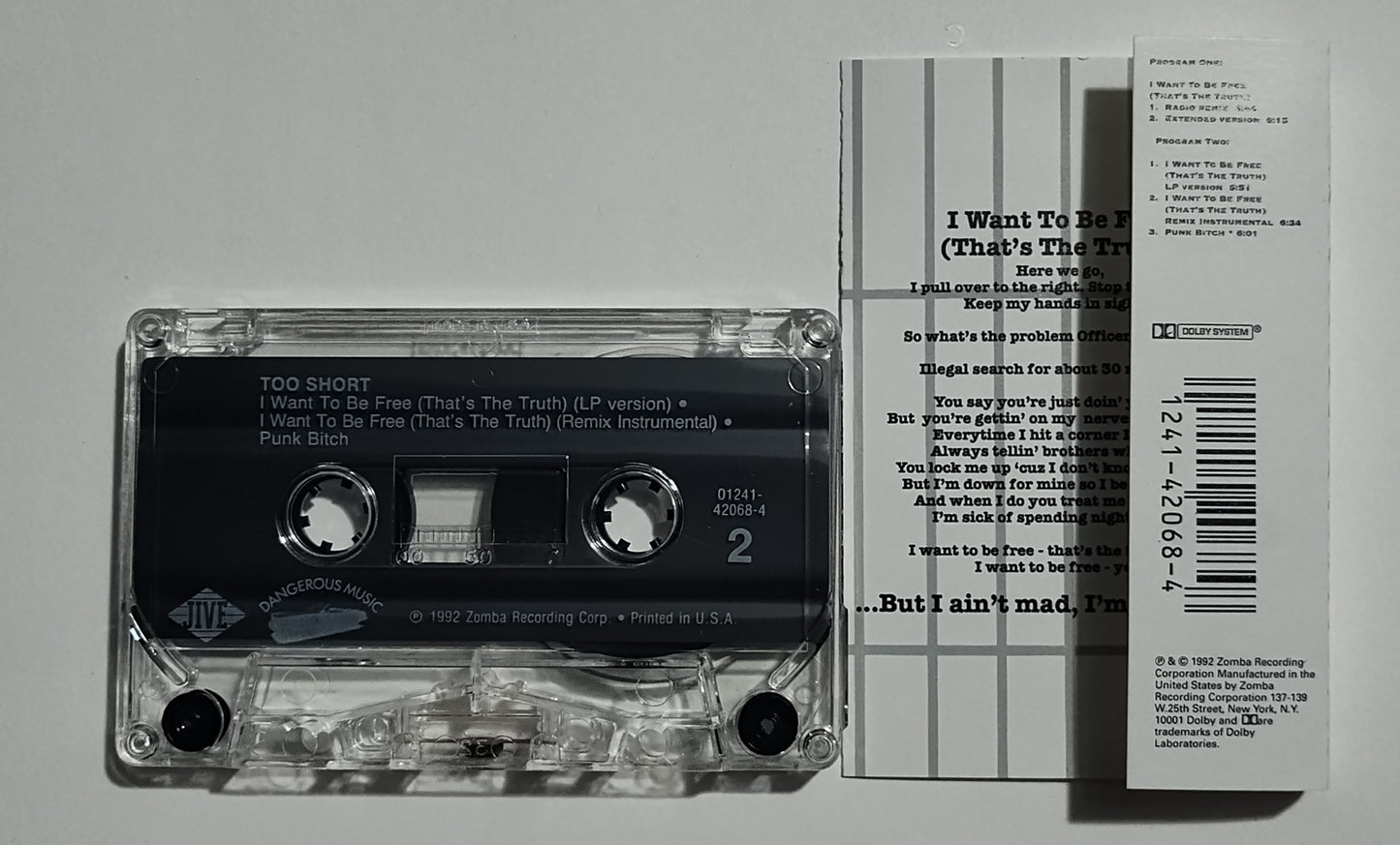 Too $hort - "I Want To Be Free (That's The Truth)" - CASSETTE TAPE (MAXI) VG+/VG+