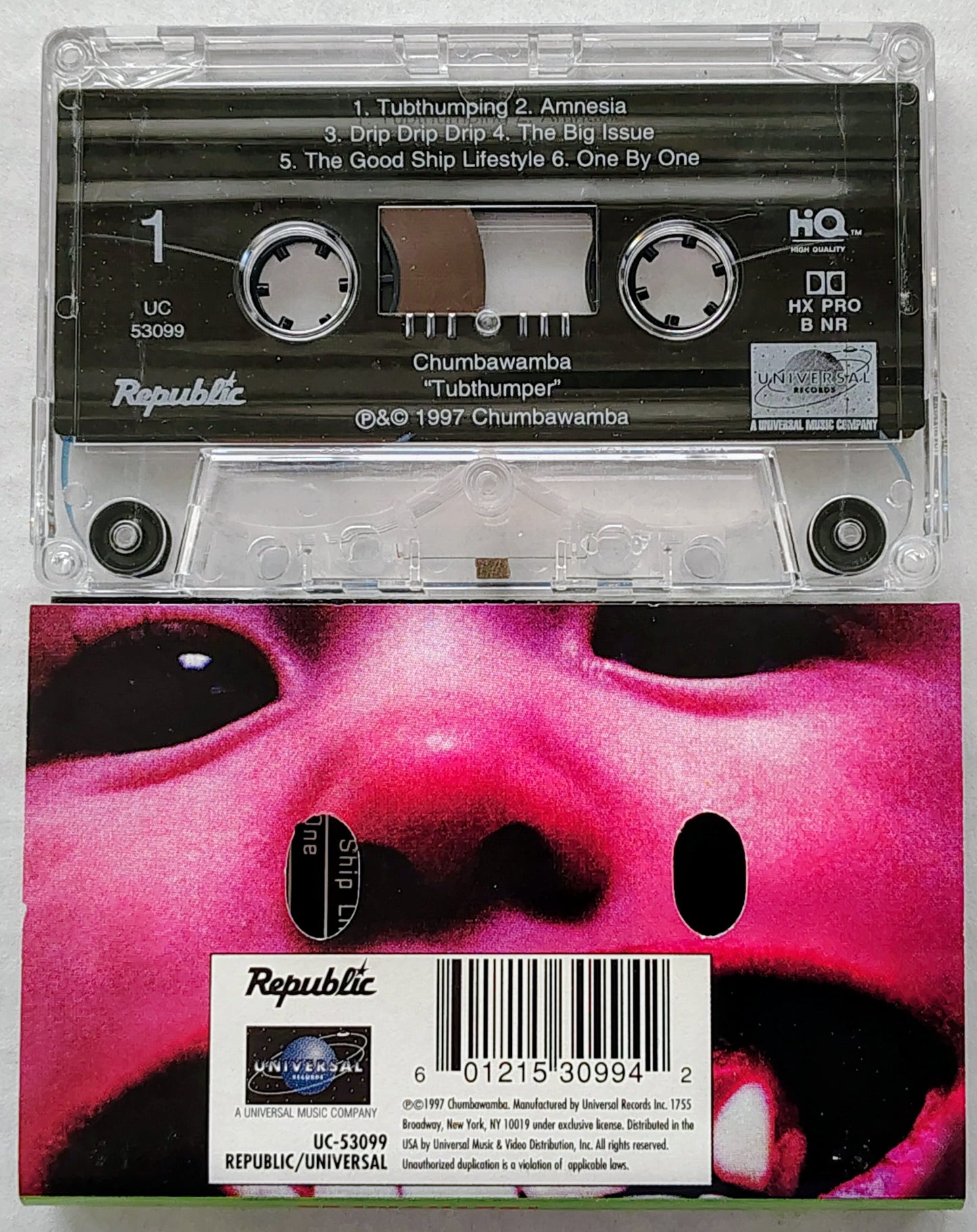 Chumbawamba - "Tubthumper" - CASSETTE TAPE VG+/VG+ *🚨*