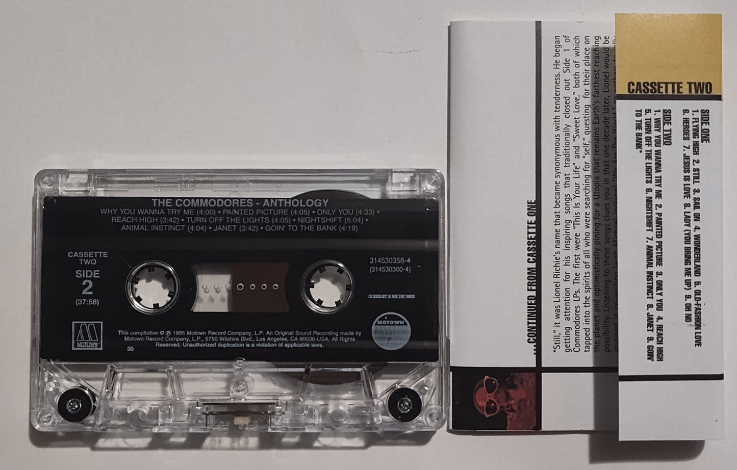 Commodores - "Anthology" - CASSETTE TAPE (2x) VG+/VG+