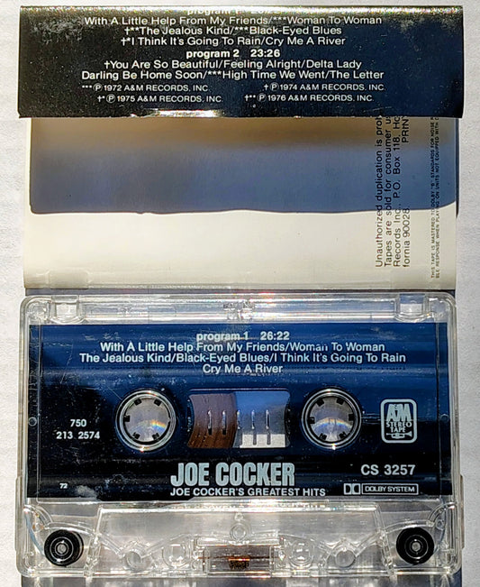 Joe Cocker - "Joe Cocker's Greatest Hits" CASSETTE TAPE VG/G+