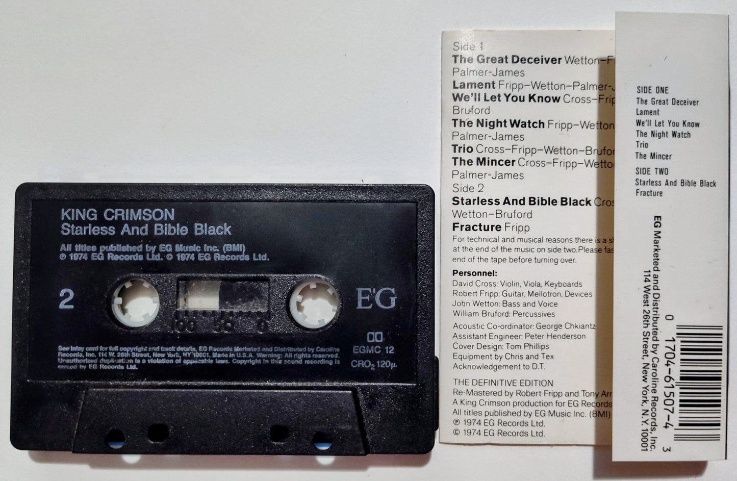 King Crimson - "Starless And Bible Black" - CASSETTE TAPE (Black shell; Chrome; DOLBY Stereo) VG+/VG+