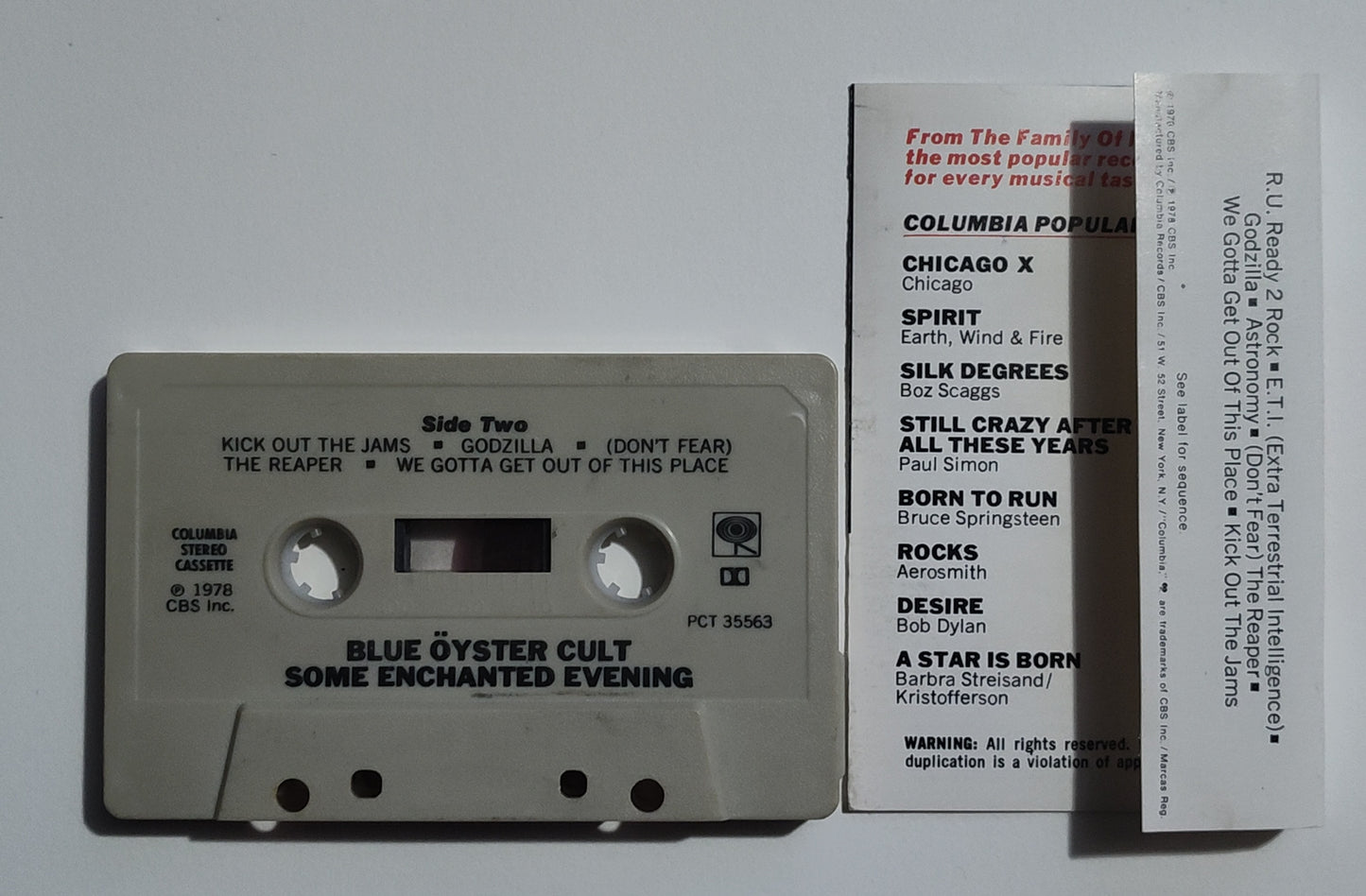 Blue Öyster Cult - "Some Enchanted Evening" - CASSETTE TAPE (Stereo) VG+/VG+
