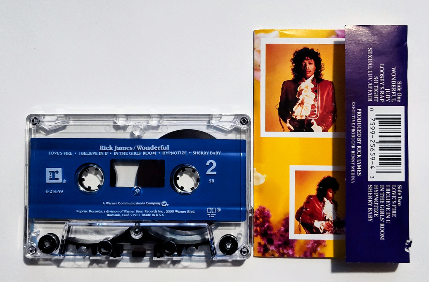 Rick James - "Wonderful" - CASSETTE TAPE (SR; DOLBY HX PRO B NR) VG/VG+ (Drill hole in spine)