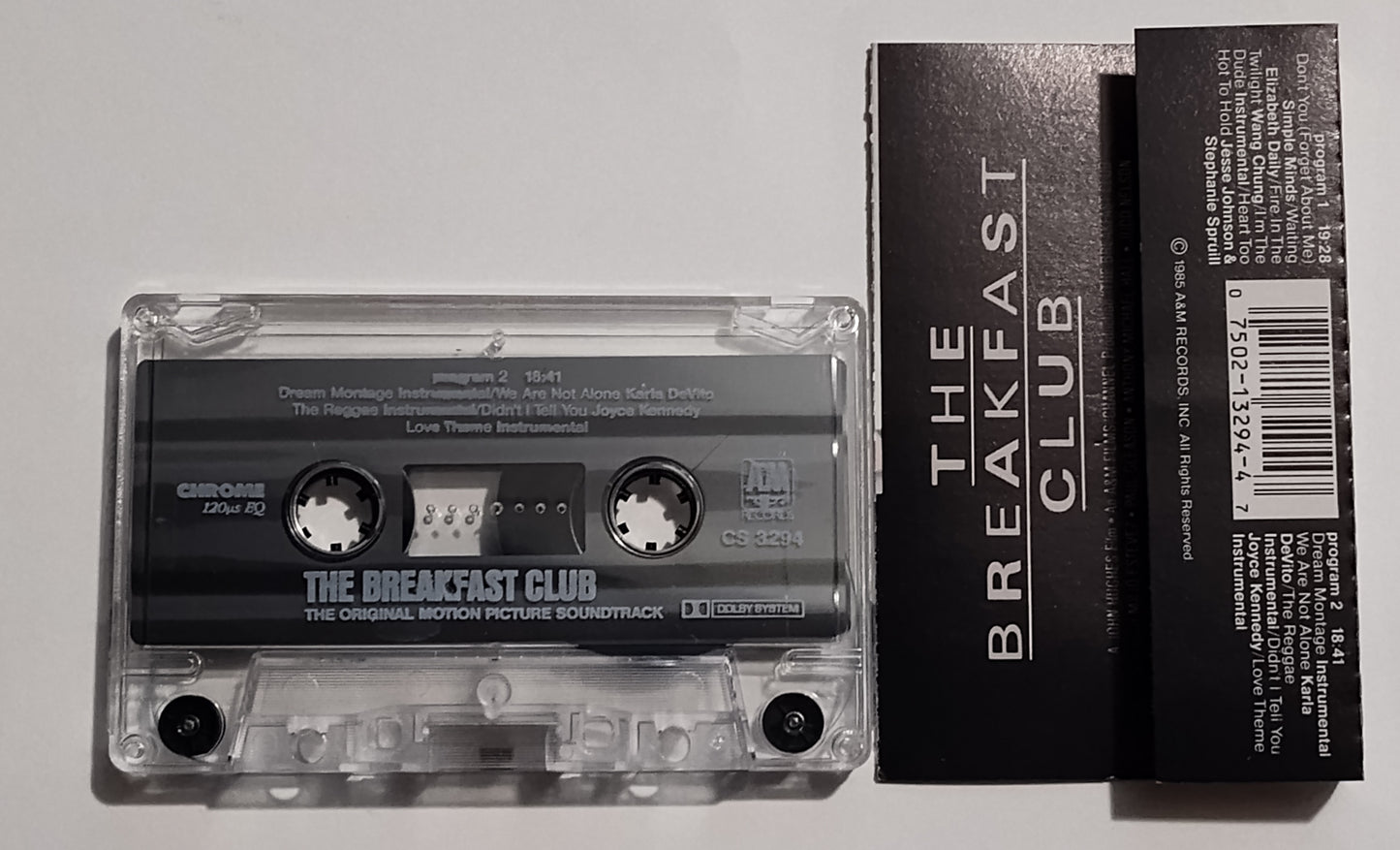 Various Artists - "The Breakfast Club Soundtrack" - CASSETTE TAPE (Chrome; DOLBY) NM/VG+