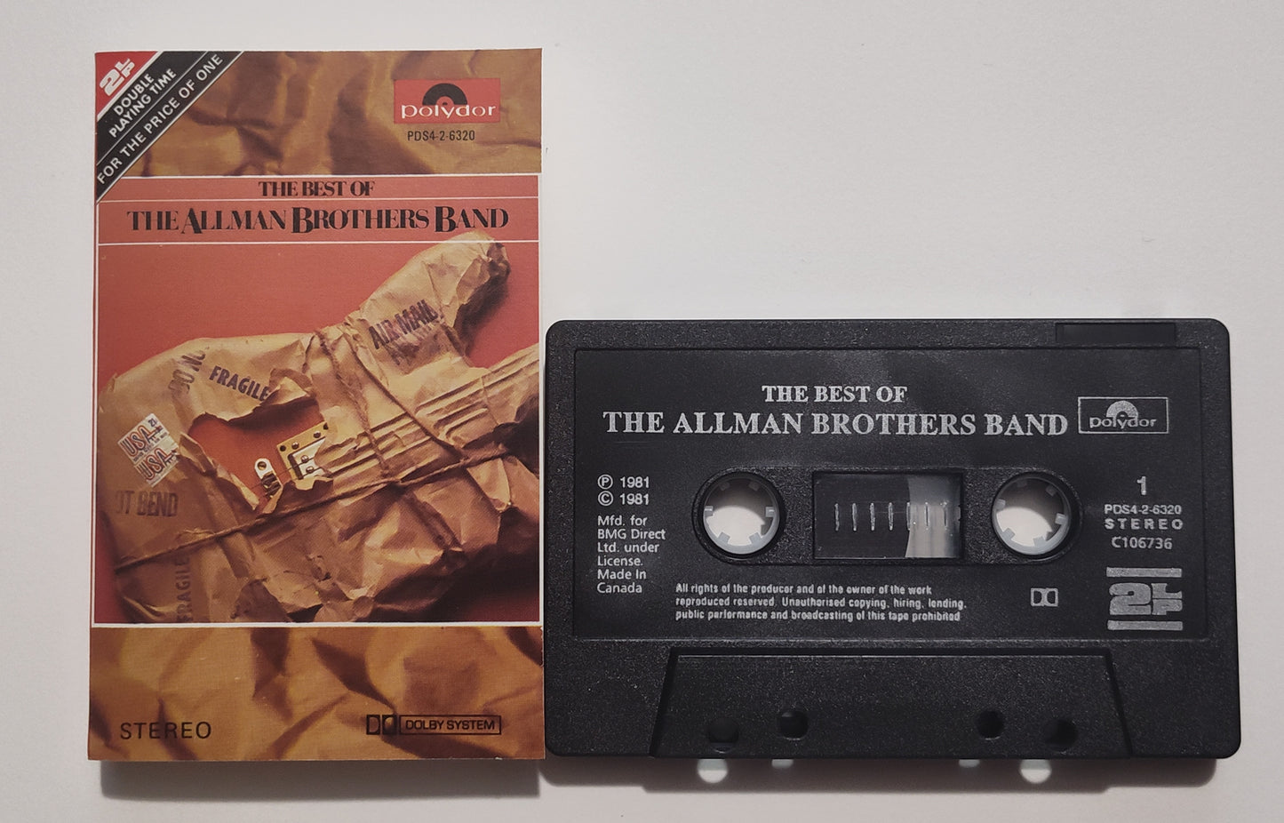 Allman Brothers - "The Best Of The Allman Brothers Band" - CASSETTE TAPE (BMG; Canada; black shell; DOLBY) VG+/VG+