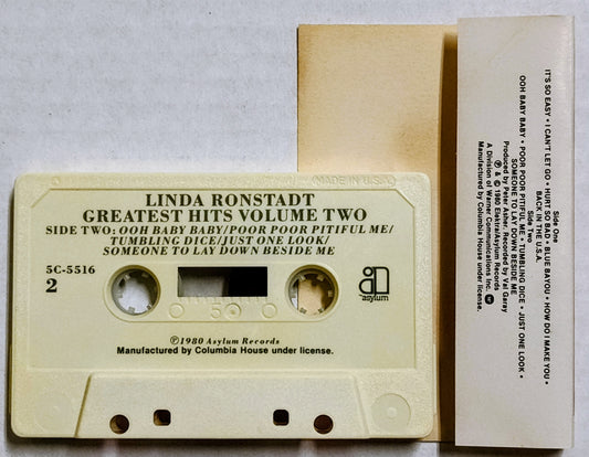 Linda Ronstadt - "Greatest Hits Volume Two" - CASSETTE TAPE (Columbia House) VG+/VG+