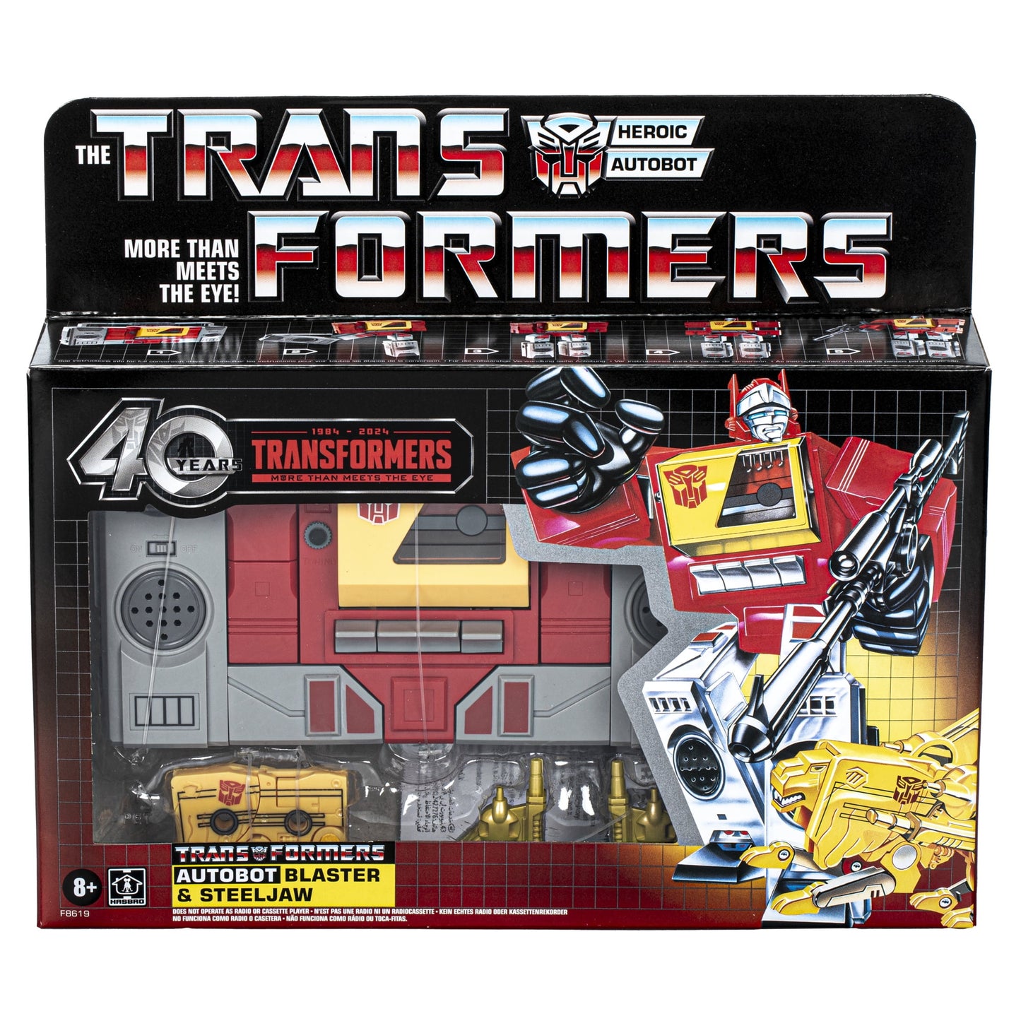 Transformers 40 Year Anniversary Collection: Autobot Blaster (Boombox) + Steeljaw (Cassette Tape) NM/M (Sealed/new/slight shelf wear)