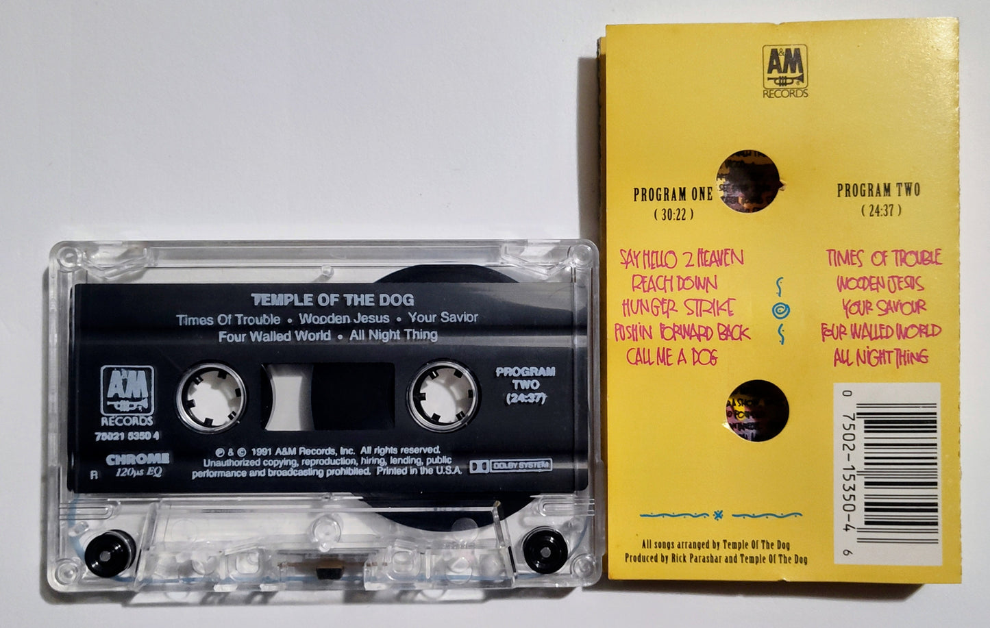 Temple Of The Dog - "Temple Of The Dog" - CASSETTE TAPE (Chrome; DOLBY) VG+/VG+