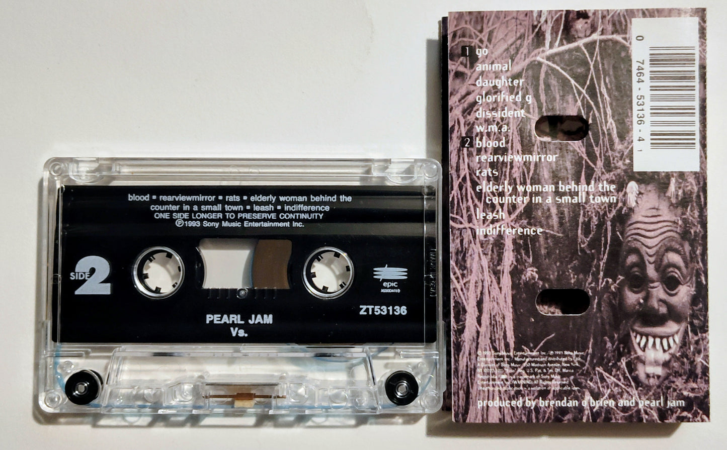 Pearl Jam - "Vs." - CASSETTE TAPE VG+/VG+
