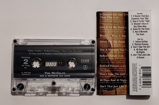 Tim McGraw - "Not A Moment Too Soon" - CASSETTE TAPE (SR; DOLBY HX PRO B NR) NM/NM