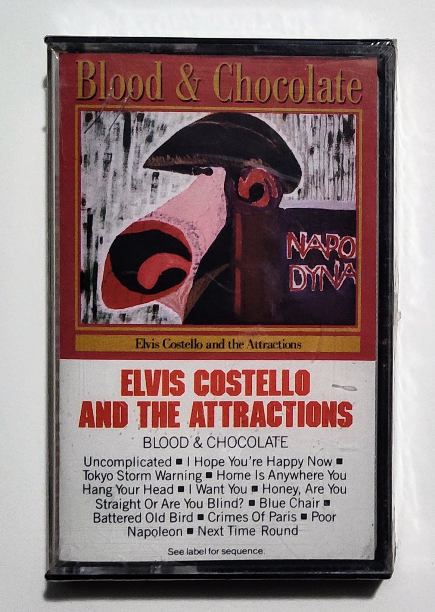 Elvis Costello And The Attractions - "Blood And Chocolate" - CASSETTE TAPE NM/M (Sealed; small cracks in front of case)