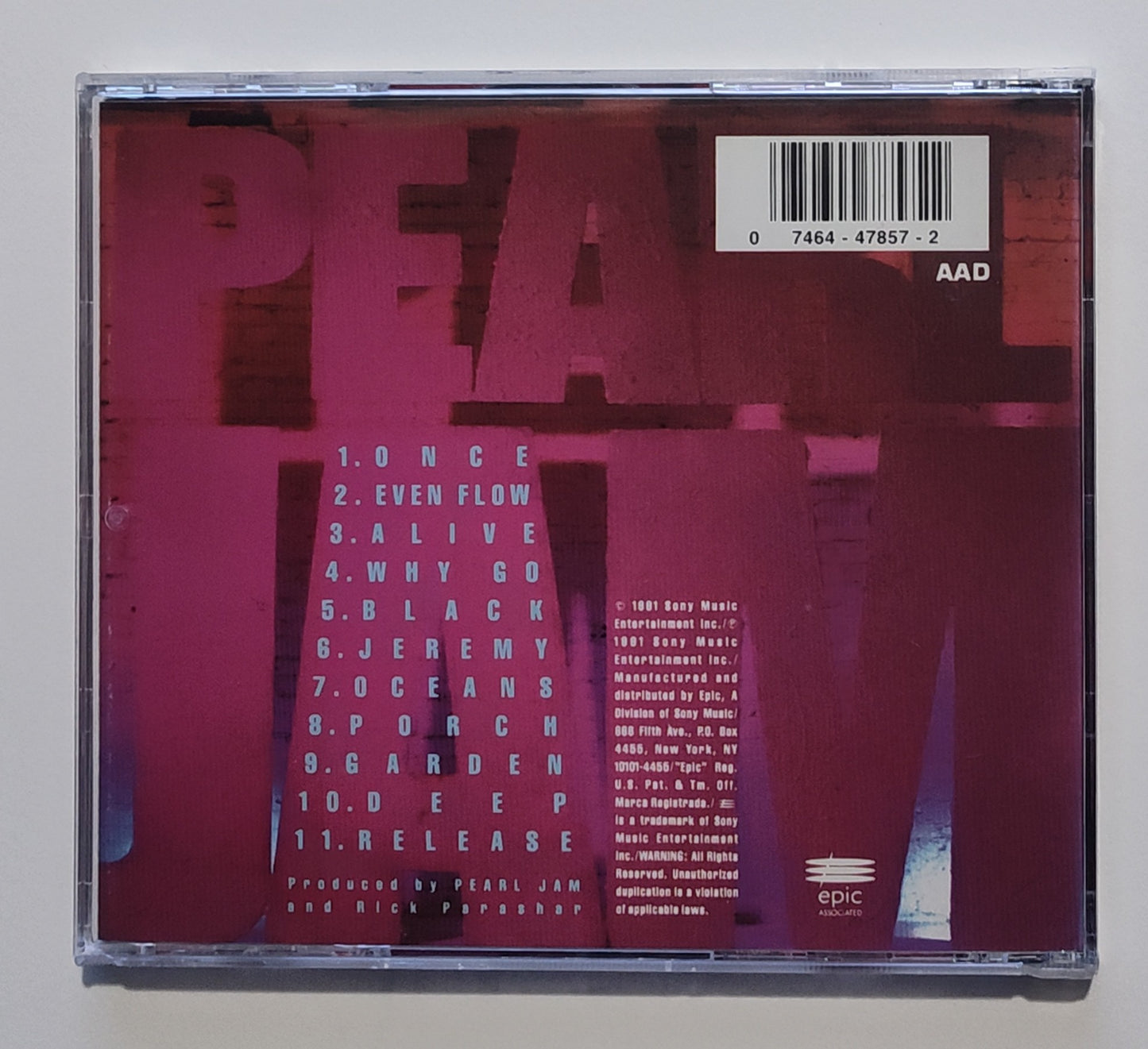 Pearl Jam - "Ten" - COMPACT DISC G+/VG