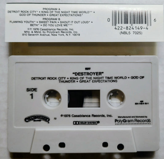KISS - “Destroyer” - CASSETTE TAPE VG+/VG