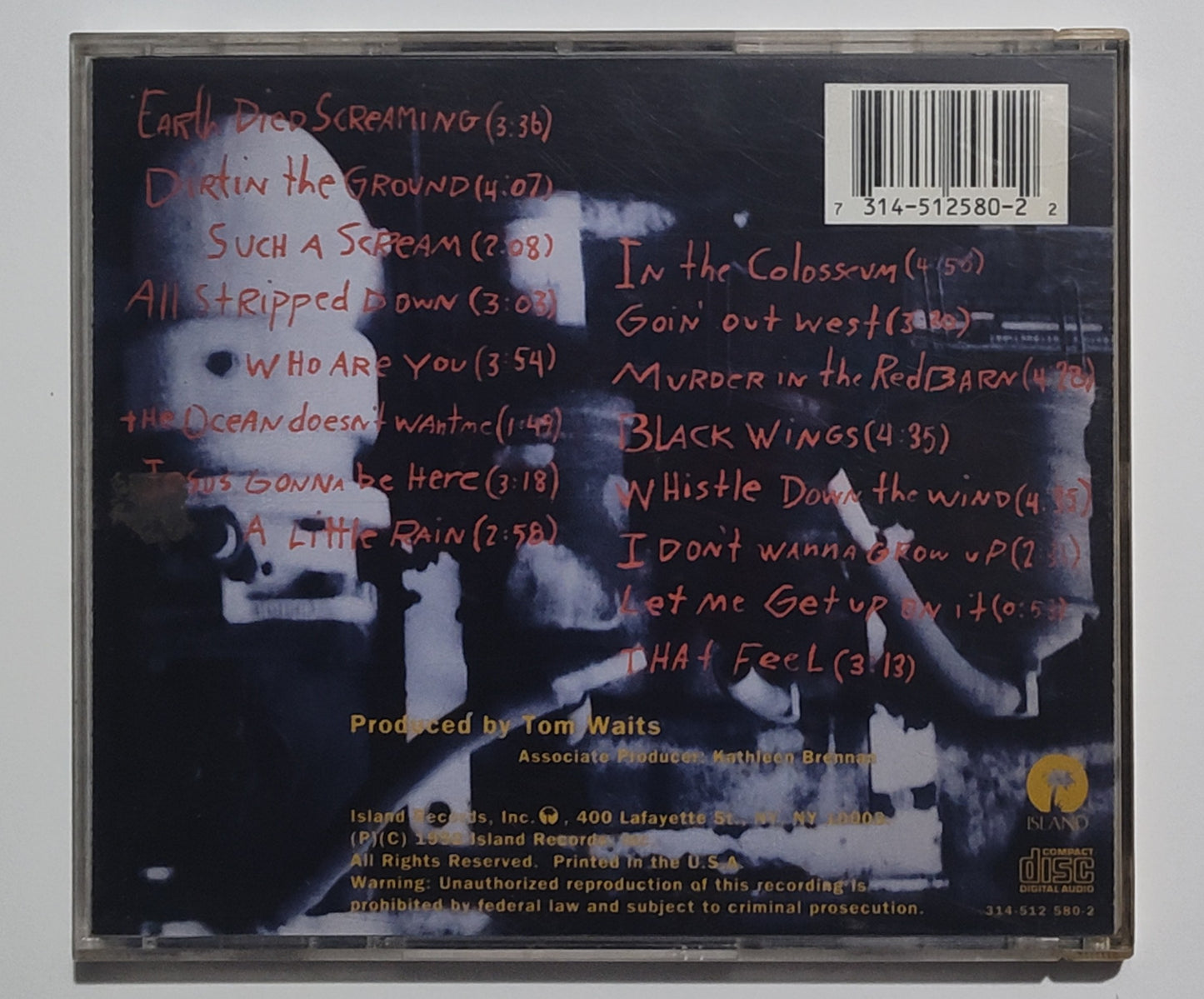 Tom Waits - "Bone Machine" - COMPACT DISC VG+/VG