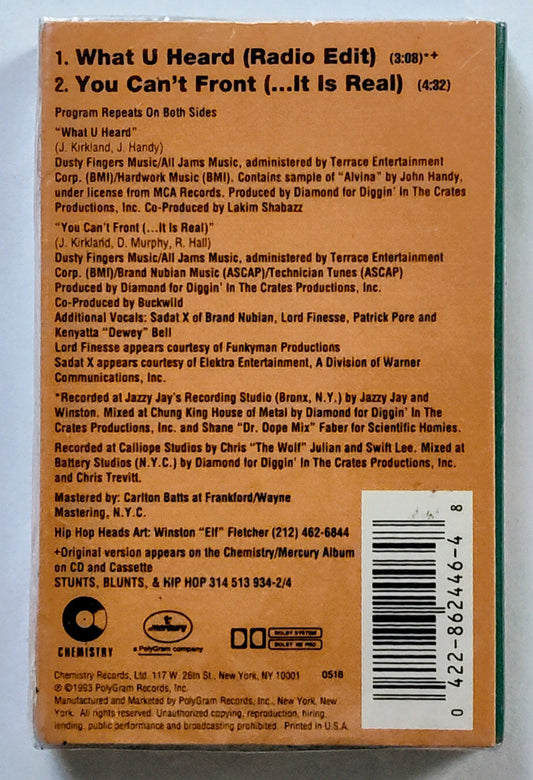 Diamond And The Psychotic Neurotics - “What U Heard” - CASSETTE TAPE (Single) NM/M (Sealed; minimal shelf wear)