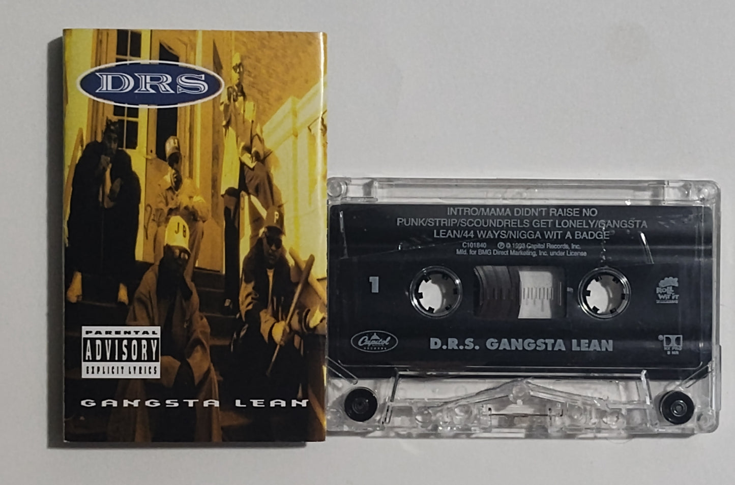 D.R.S. - "Gangsta Lean" - CASSETTE TAPE (BMG Club; DOLBY HX PRO B NR) NM/VG+