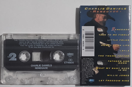 Charlie Daniels - "Renegade" - CASSETTE TAPE (DOLBY)VG+/NM