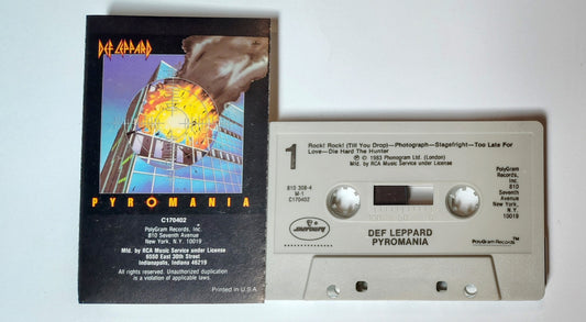 Def Leppard - "Pyromania" - CASSETTE TAPE (RCA Music Club) VG+/VG+