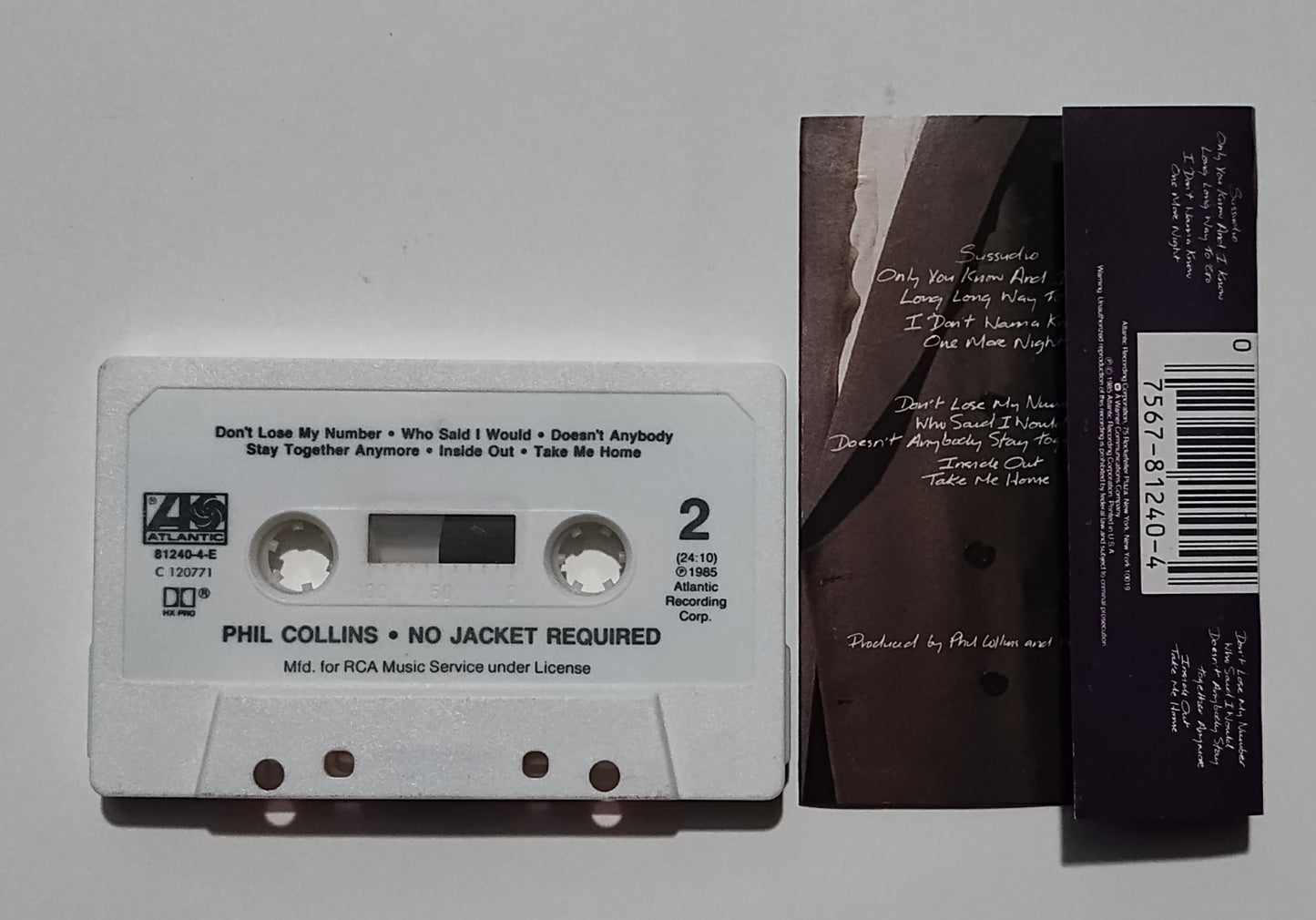 Phil Collins - "No Jacket Required" - CASSETTE TAPE (RCA Club; DOLBY HX PRO ) VG+/VG+