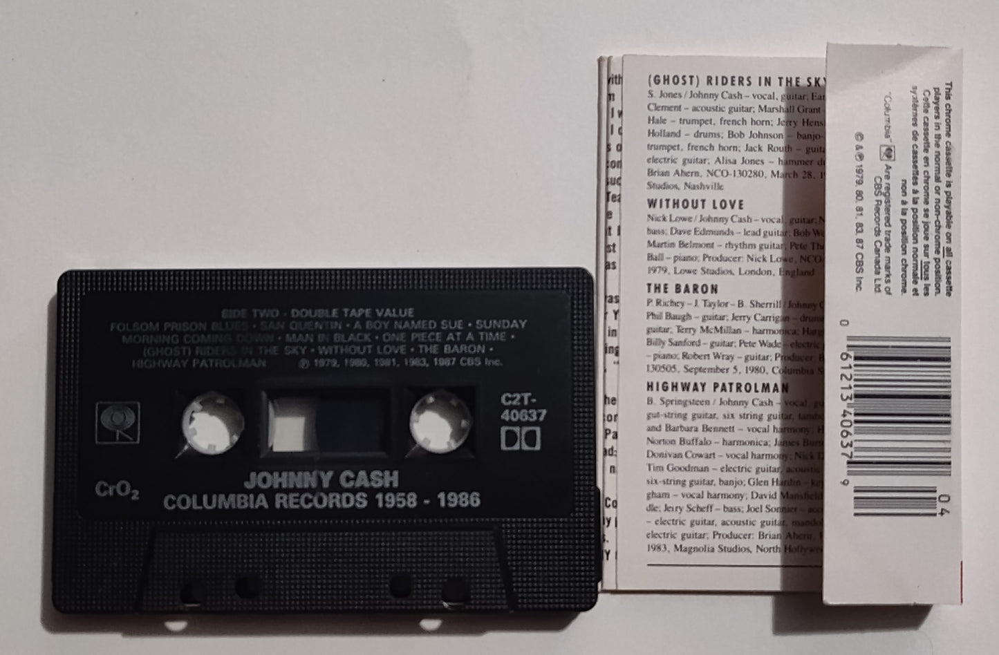Johnny Cash - "Columbia Records 1958-1986" - CASSETTE TAPE (Chrome; Canada; black shell) VG/VG+