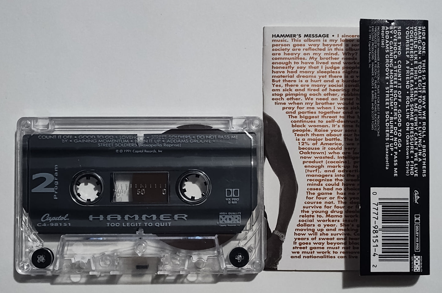 M.C. Hammer - "Too Legit To Quit" - CASSETTE TAPE (DOLBY HX PRO B NR) VG+/VG+