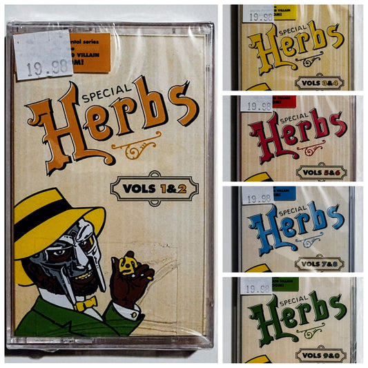 MF Doom as Metal Fingers - "Special Herbs (Instrumentals; 5-Tape Complete Set)" - CASSETTE TAPE NM/M (All Sealed; 2 tapes have cracks on back of case)